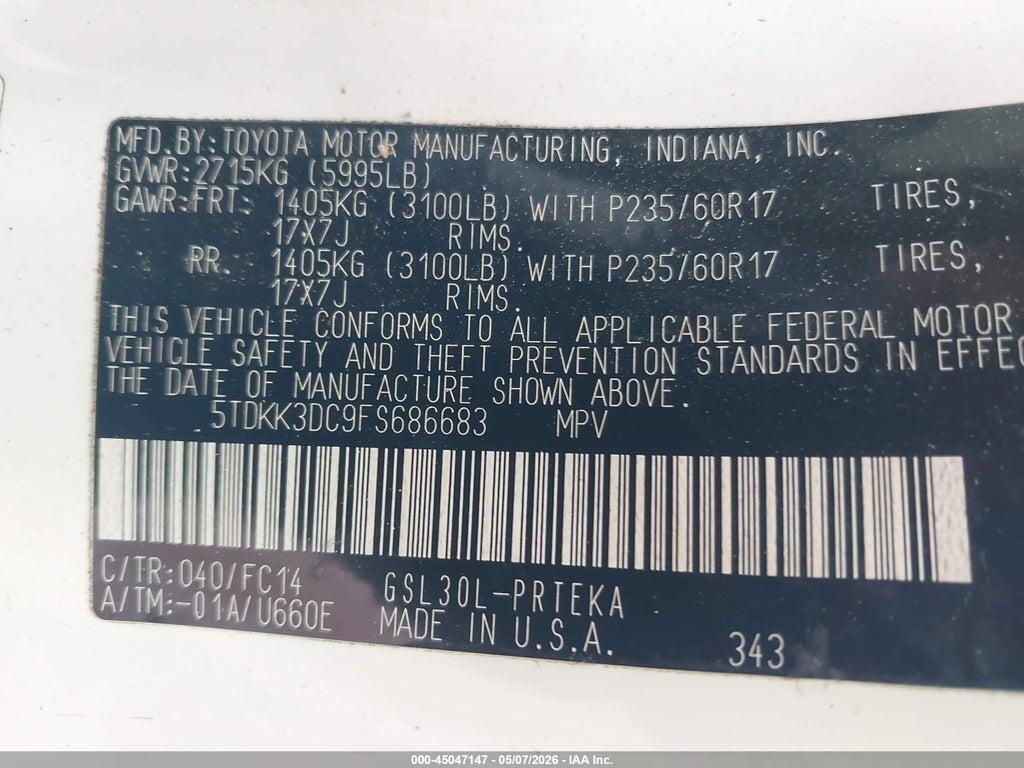 5TDKK3DC9FS686683 2015 TOYOTA SIENNA photo no. 9