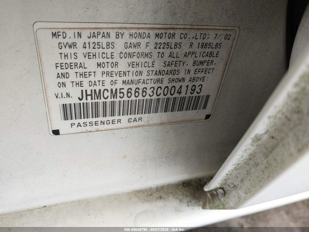 JHMCM56663C004193 2003 HONDA ACCORD photo no. 9