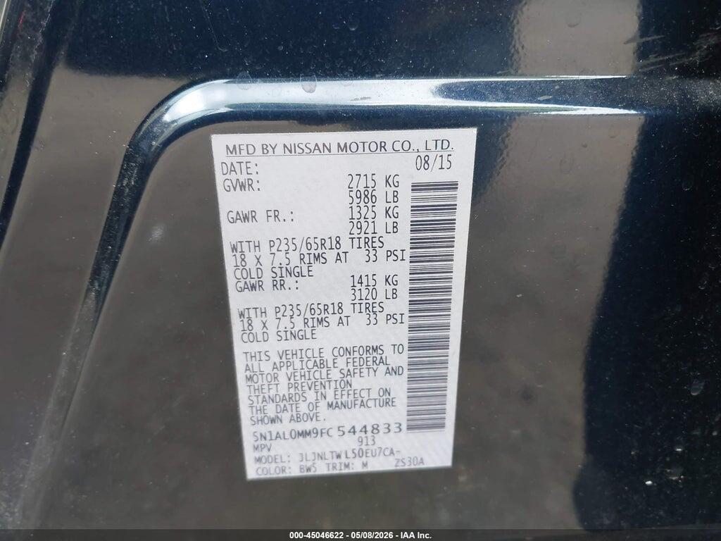 5N1AL0MM9FC544833 2015 INFINITI QX60 photo no. 9