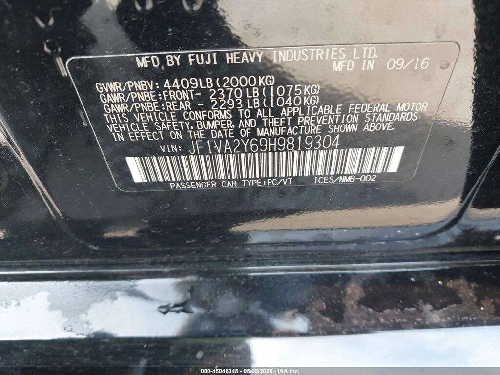 JF1VA2Y69H9819304 2017 SUBARU WRX STI photo no. 9