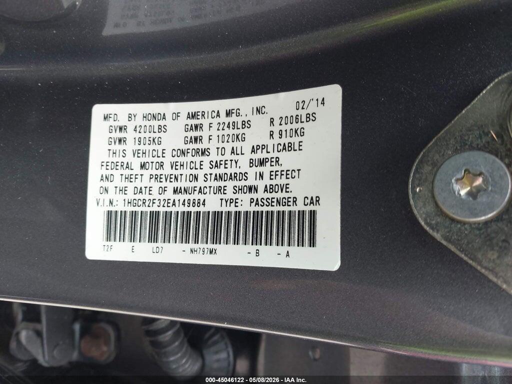 1HGCR2F32EA149884 2014 HONDA ACCORD photo no. 9