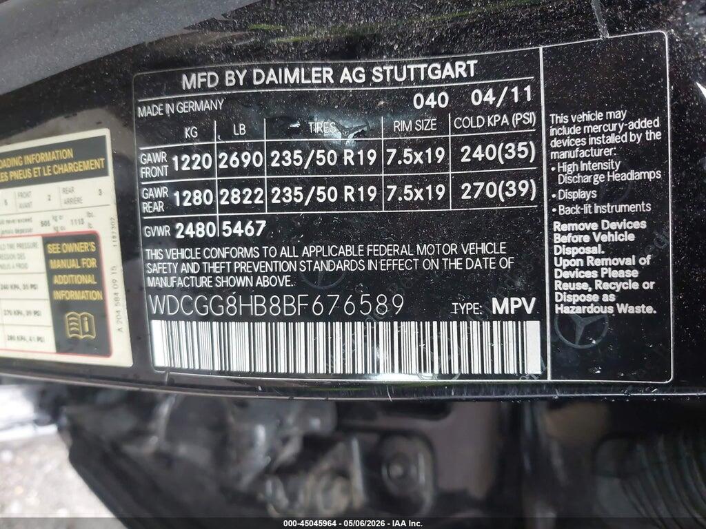 WDCGG8HB8BF676589 2011 MERCEDES-BENZ GLK 350 photo no. 9