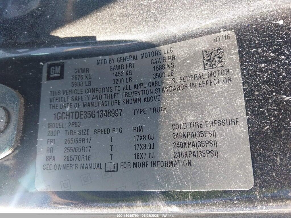 1GCHTDE35G1348997 2016 CHEVROLET COLORADO photo no. 9