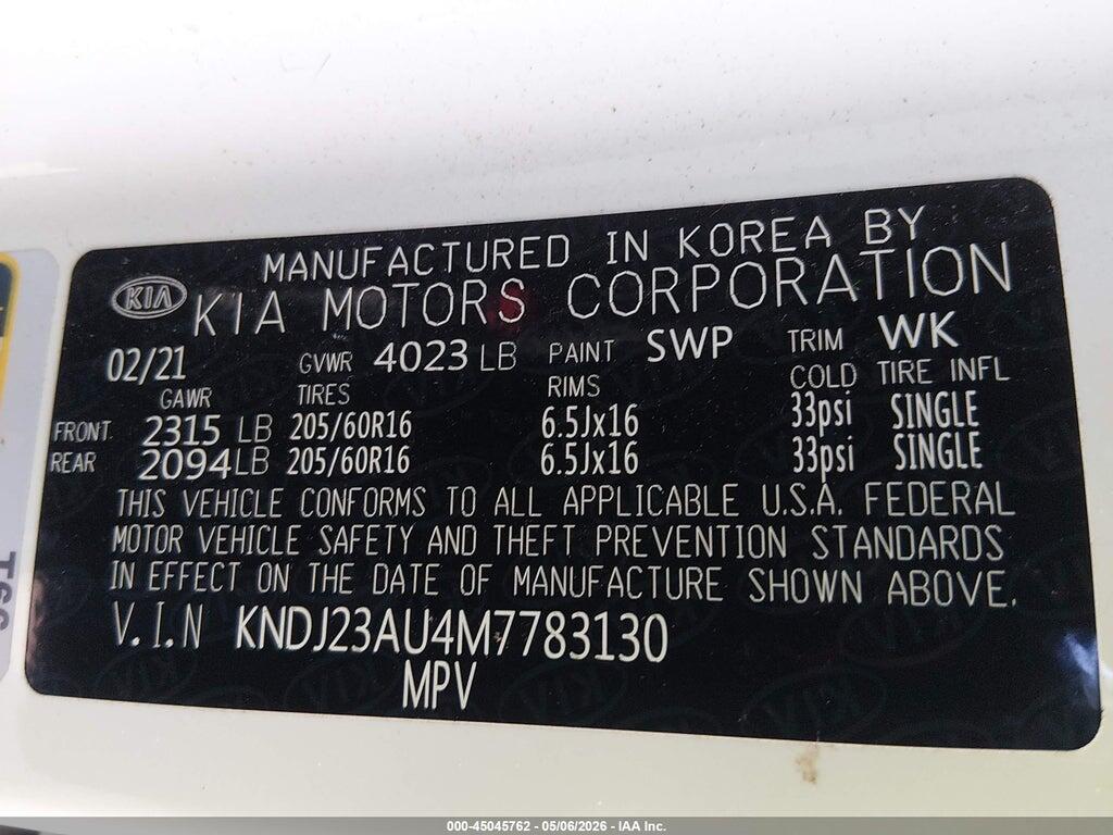 KNDJ23AU4M7783130 2021 KIA SOUL photo no. 9