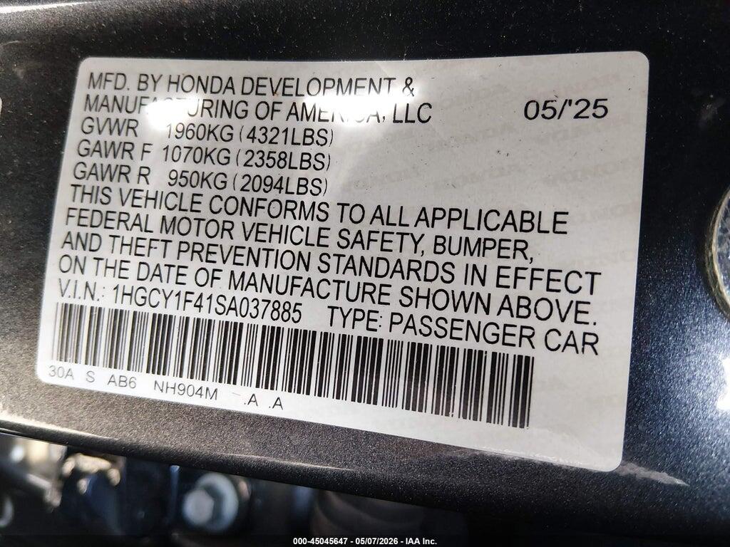 1HGCY1F41SA037885 2025 HONDA ACCORD photo no. 9
