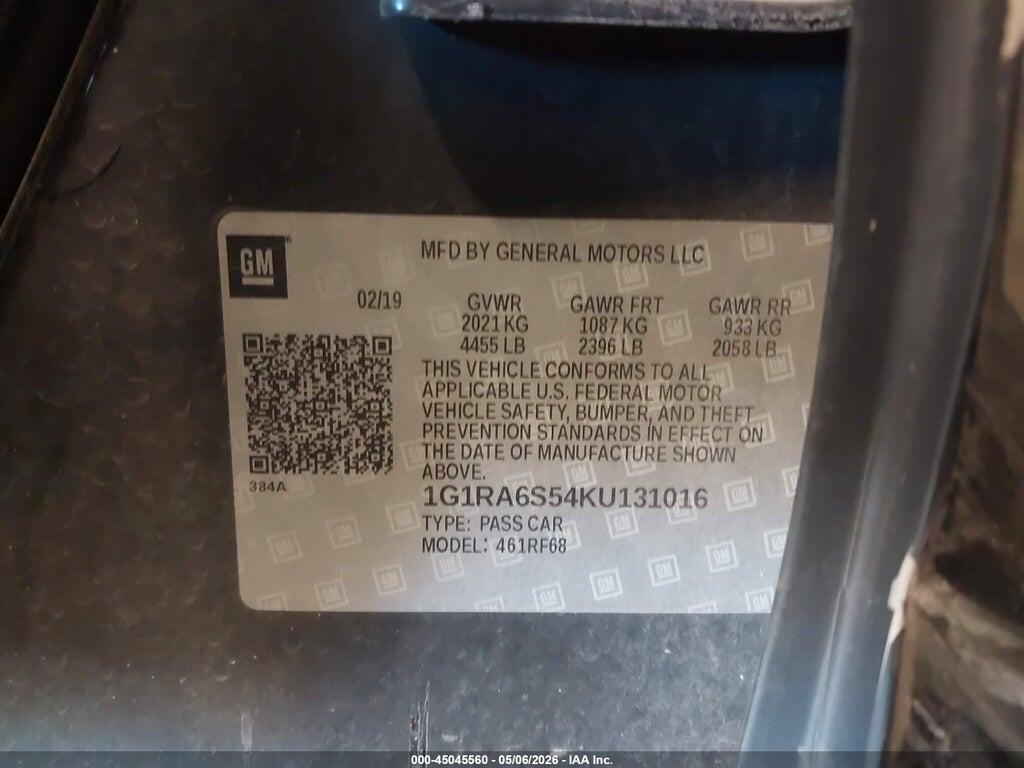 1G1RA6S54KU131016 2019 CHEVROLET VOLT photo no. 9