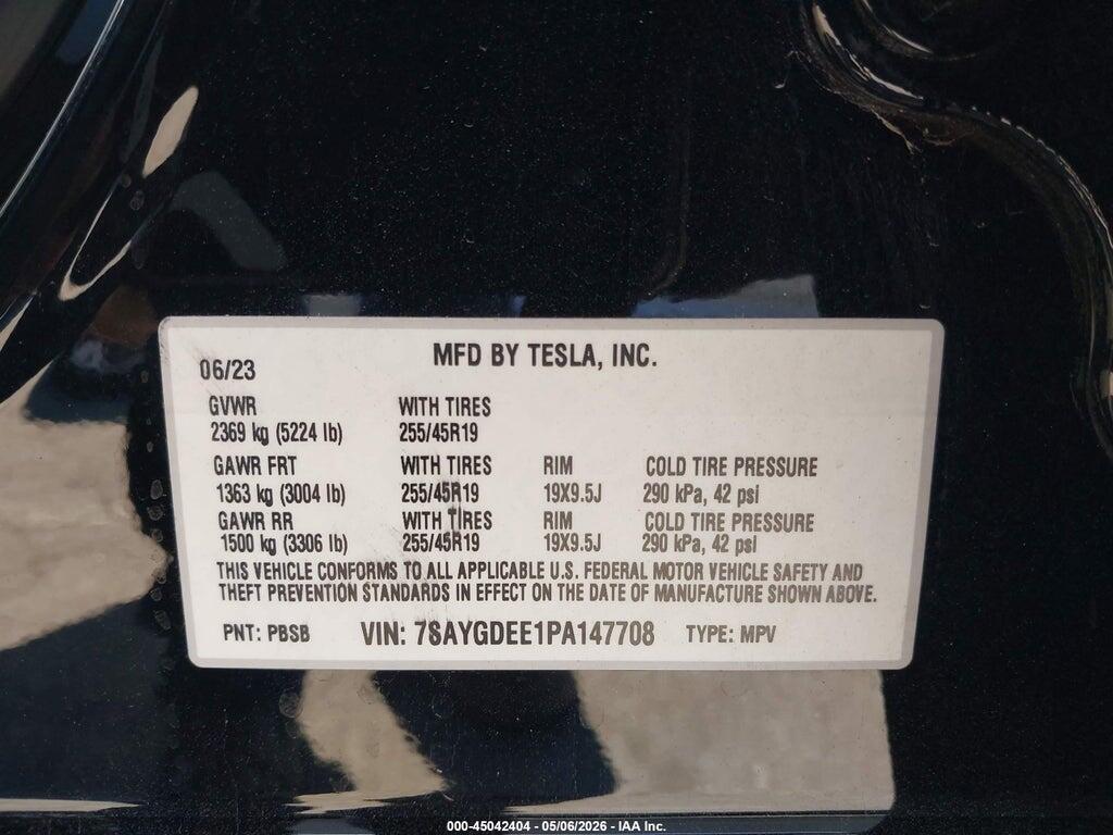 7SAYGDEE1PA147708 2023 TESLA MODEL Y photo no. 9