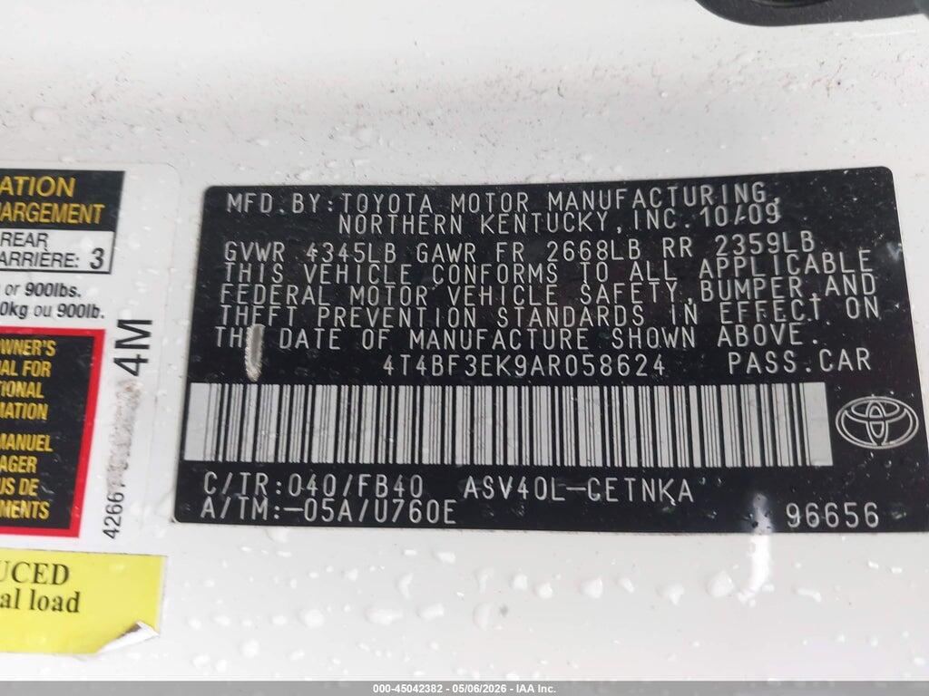 4T4BF3EK9AR058624 2010 TOYOTA CAMRY photo no. 9