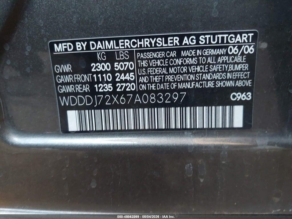 WDDDJ72X67A083297 2007 MERCEDES-BENZ CLS 550 photo no. 9