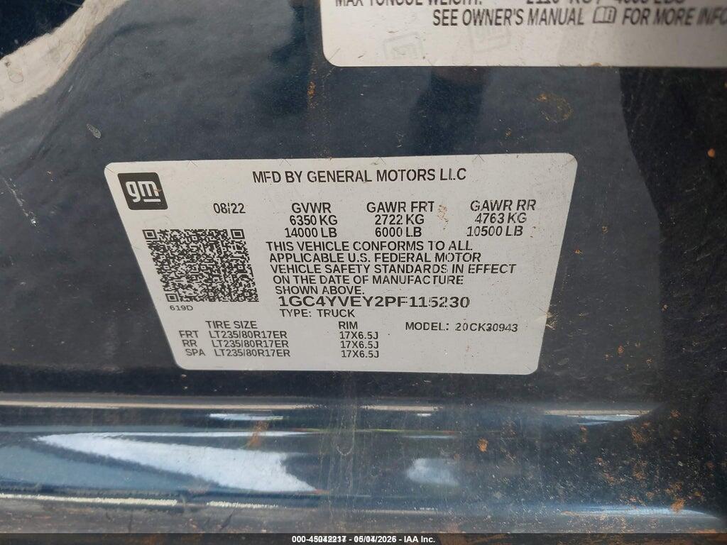 1GC4YVEY2PF115230 2023 CHEVROLET SILVERADO 3500HD photo no. 9