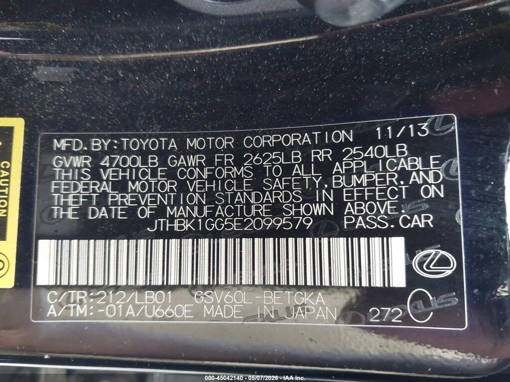 JTHBK1GG5E2099579 2014 LEXUS ES 350 photo no. 9