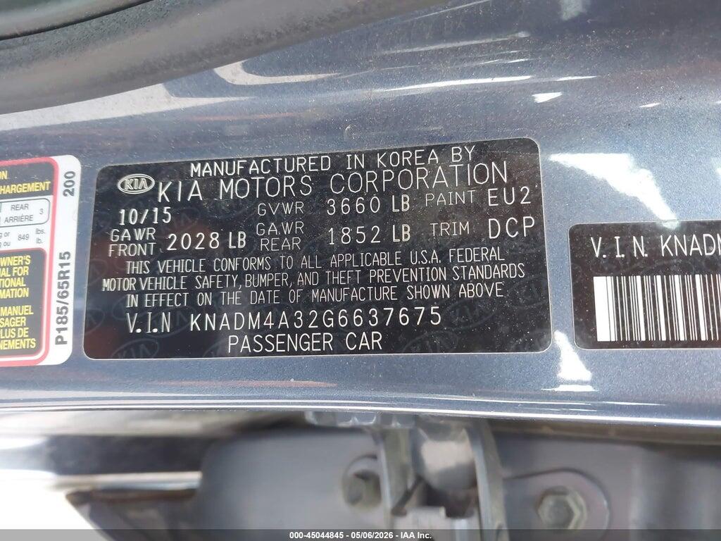 KNADM4A32G6637675 2016 KIA RIO photo no. 9