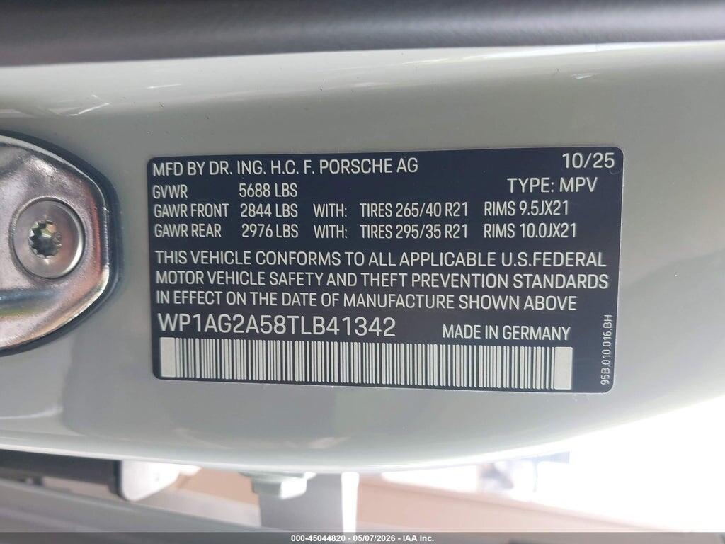 WP1AG2A58TLB41342 2026 PORSCHE MACAN photo no. 9