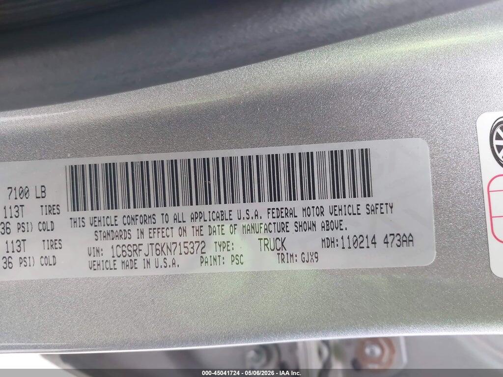 1C6SRFJT6KN715372 2019 RAM 1500 photo no. 9