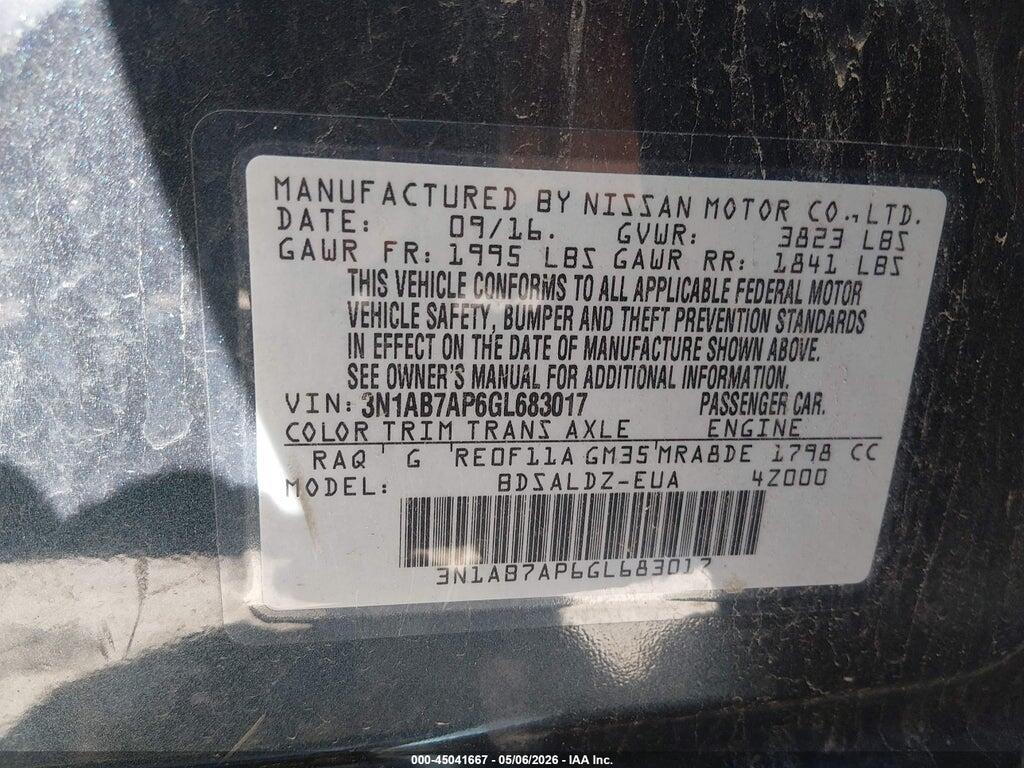 3N1AB7AP6GL683017 2016 NISSAN SENTRA photo no. 9