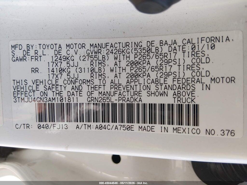 3TMJU4GN3AM101811 2010 TOYOTA TACOMA photo no. 9