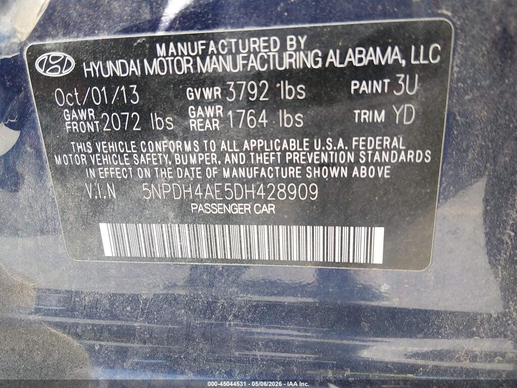 5NPDH4AE5DH428909 2013 HYUNDAI ELANTRA photo no. 9
