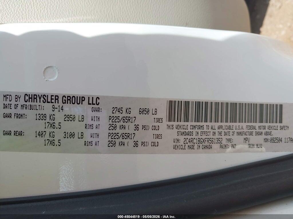 2C4RC1BGXFR561352 2015 CHRYSLER TOWN & COUNTRY photo no. 9