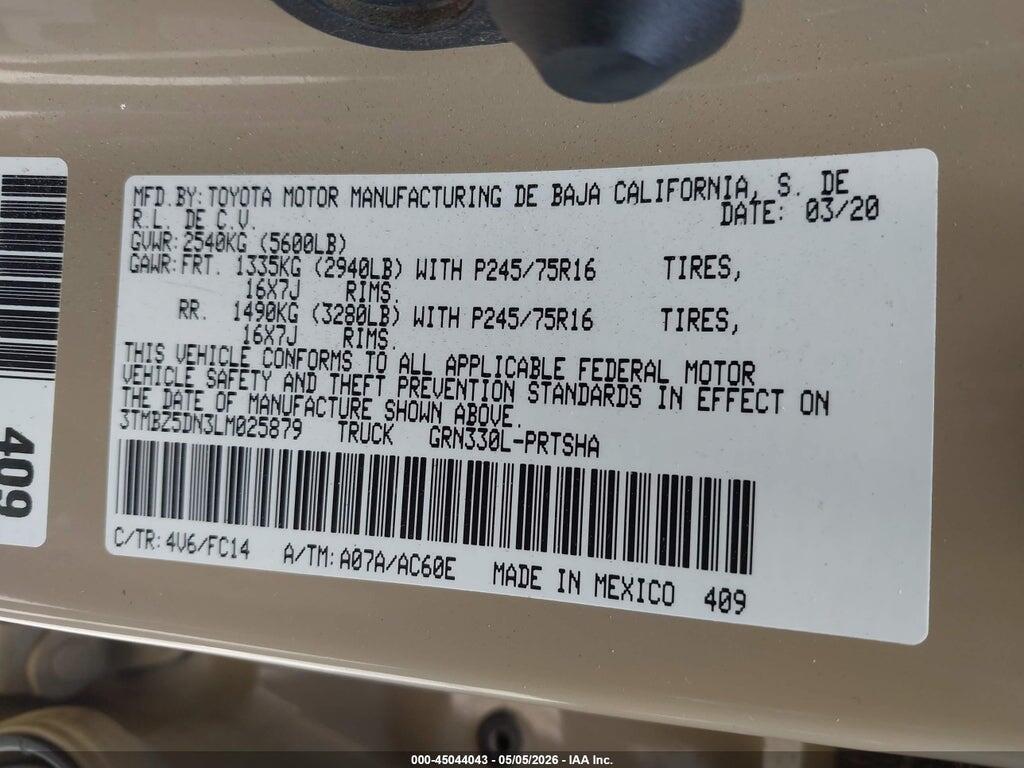 3TMBZ5DN3LM025879 2020 TOYOTA TACOMA photo no. 9