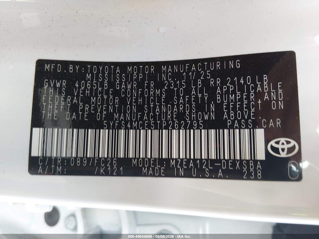 5YFS4MCE5TP262795 2026 TOYOTA COROLLA photo no. 9