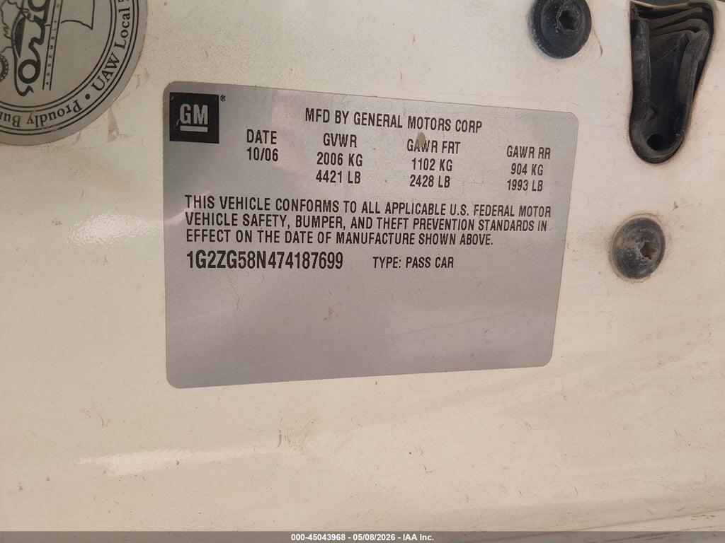 1G2ZG58N474187699 2007 PONTIAC G6 photo no. 9