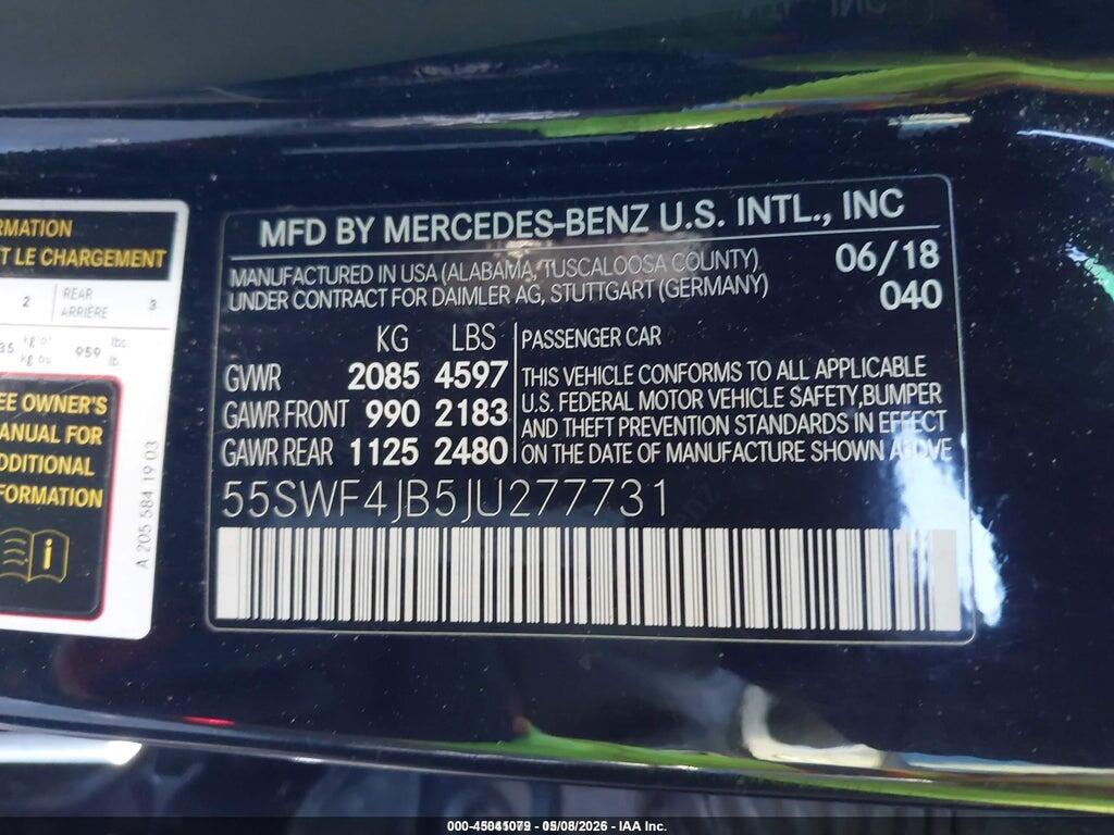 55SWF4JB5JU277731 2018 MERCEDES-BENZ C 300 photo no. 9