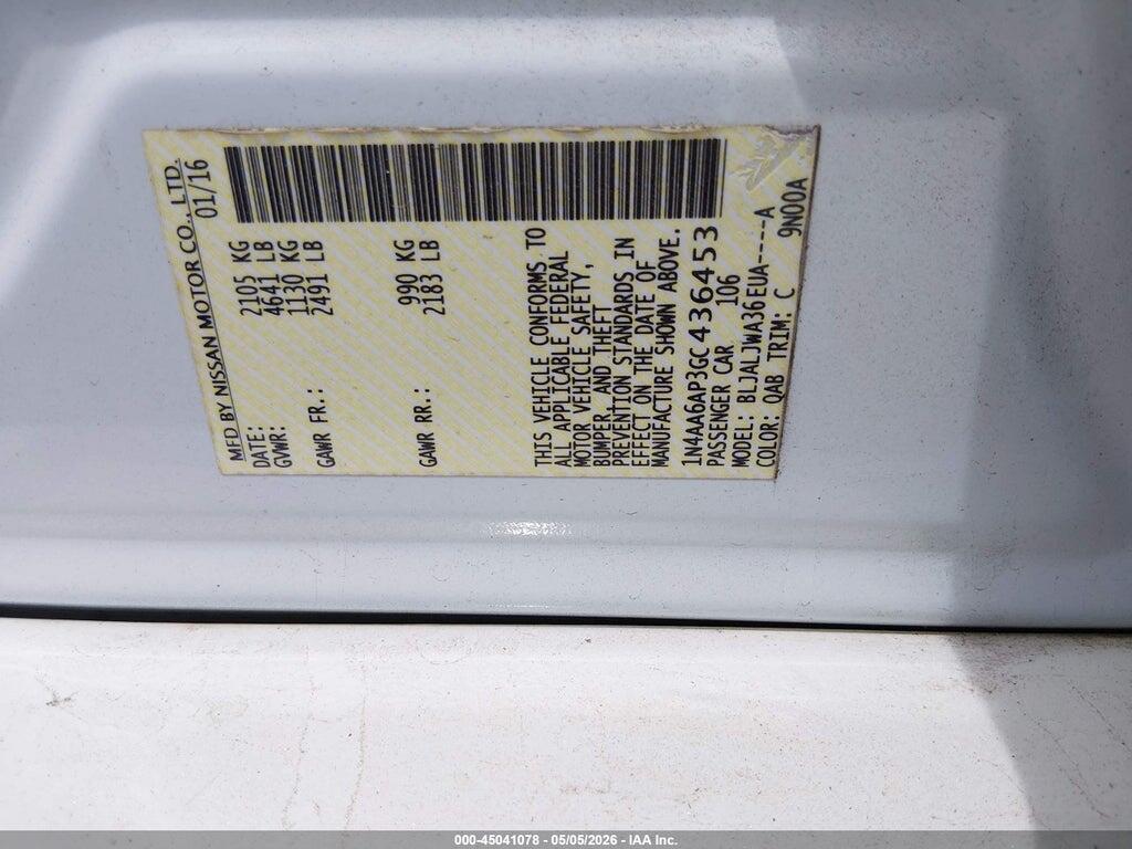 1N4AA6AP3GC436453 2016 NISSAN MAXIMA photo no. 9