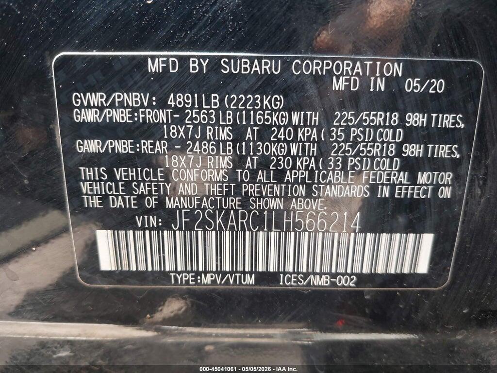 JF2SKARC1LH566214 2020 SUBARU FORESTER photo no. 9