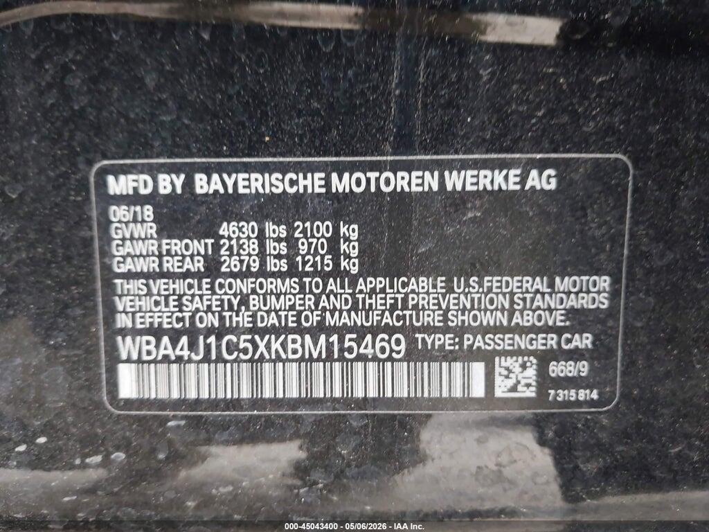 WBA4J1C5XKBM15469 2019 BMW 430I GRAN COUPE photo no. 9
