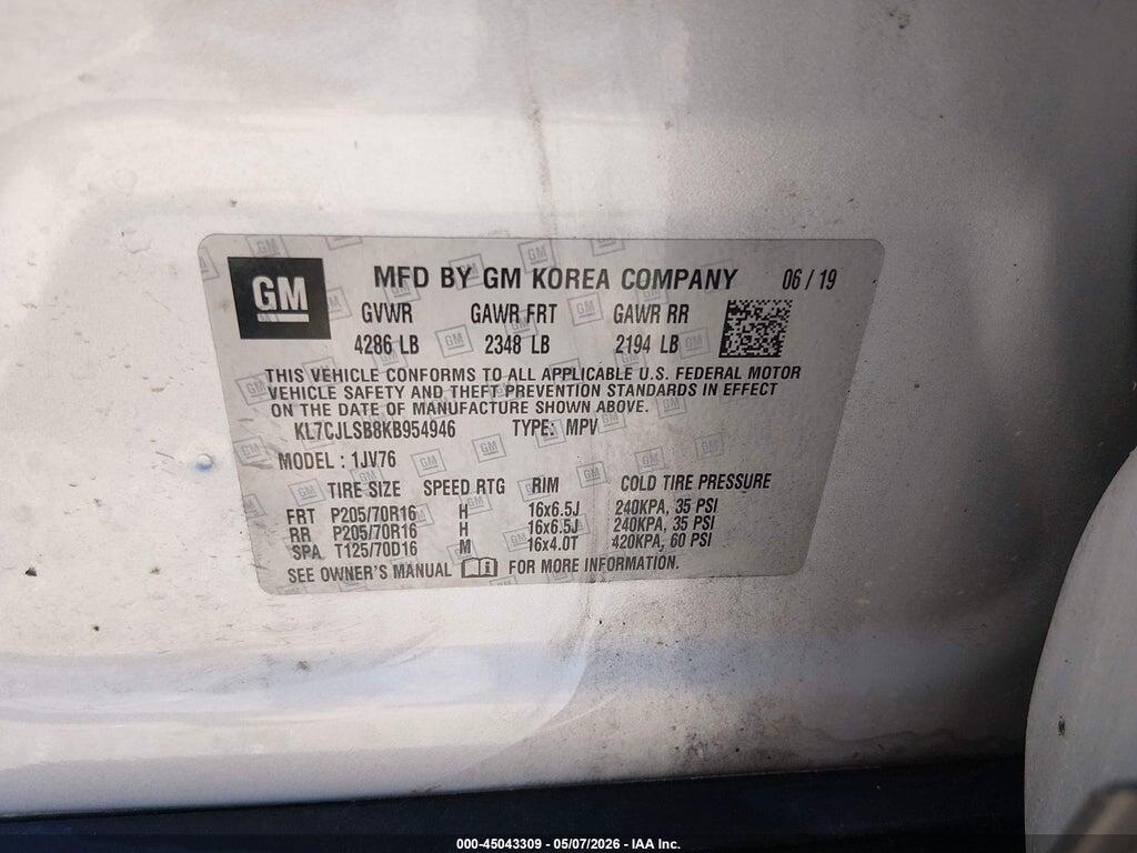 KL7CJLSB8KB954946 2019 CHEVROLET TRAX photo no. 9