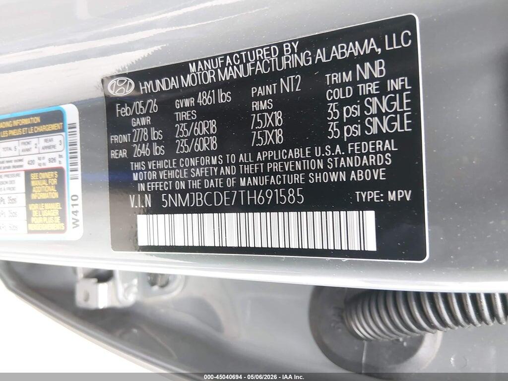 5NMJBCDE7TH691585 2026 HYUNDAI TUCSON photo no. 9