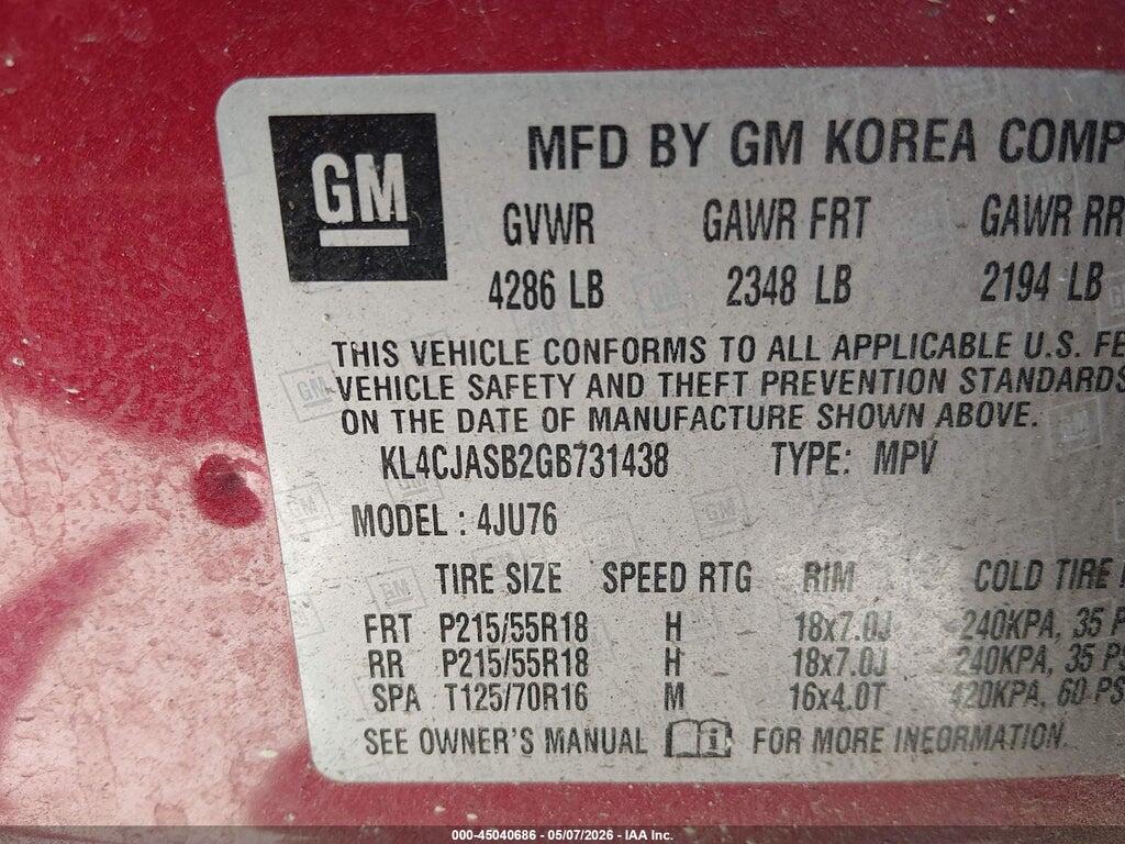 KL4CJASB2GB731438 2016 BUICK ENCORE photo no. 9