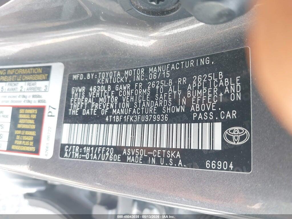 4T1BF1FK3FU979936 2015 TOYOTA CAMRY photo no. 9