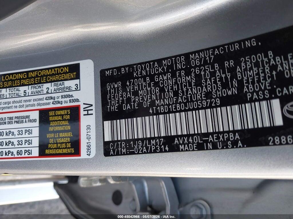 4T1BD1EB0JU059729 2018 TOYOTA AVALON HYBRID photo no. 9