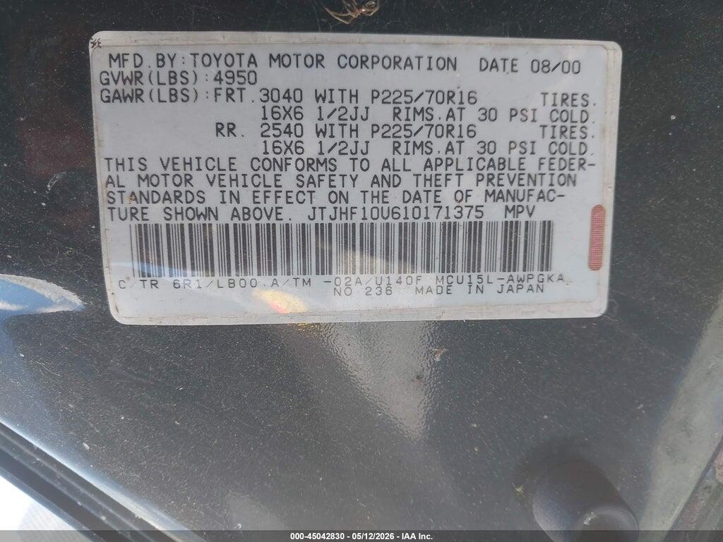 JTJHF10U610171375 2001 LEXUS RX 300 photo no. 9