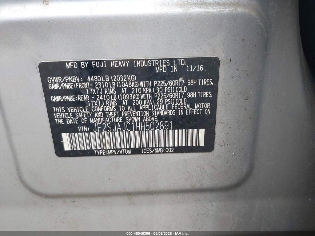 JF2SJAJC1HH502891 2017 SUBARU FORESTER photo no. 9