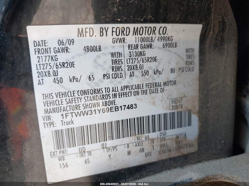 1FTWW31Y69EB17483 2009 FORD F-350 photo no. 8