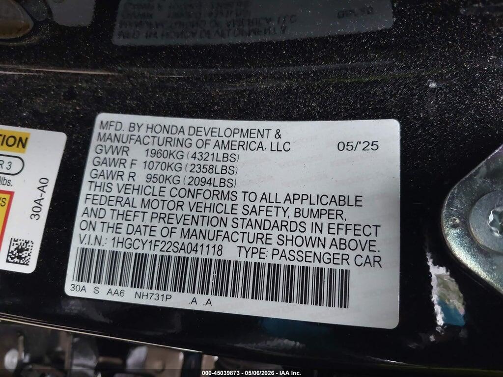 1HGCY1F22SA041118 2025 HONDA ACCORD photo no. 9