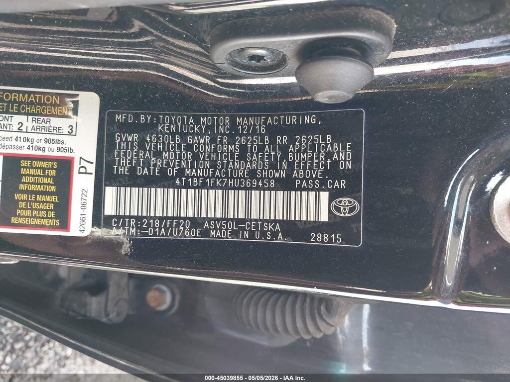 4T1BF1FK7HU369458 2017 TOYOTA CAMRY photo no. 9