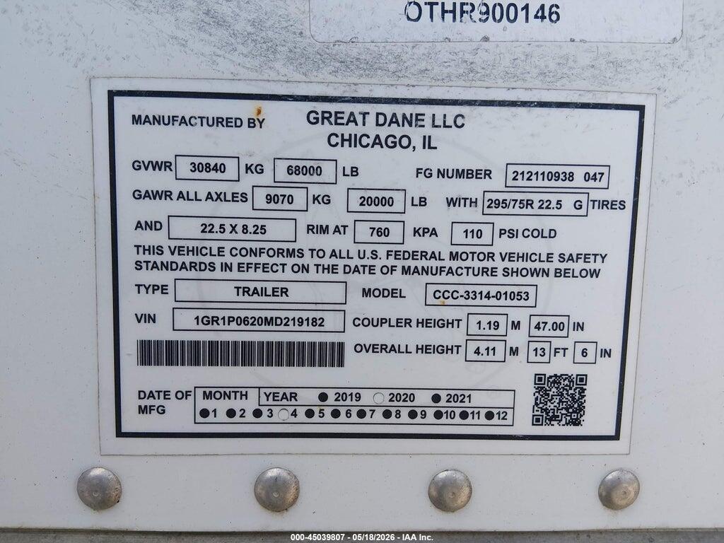 1GR1P0620MD219182 2021 GREAT DANE TRAILERS GREAT DANE TRAILERS photo no. 9