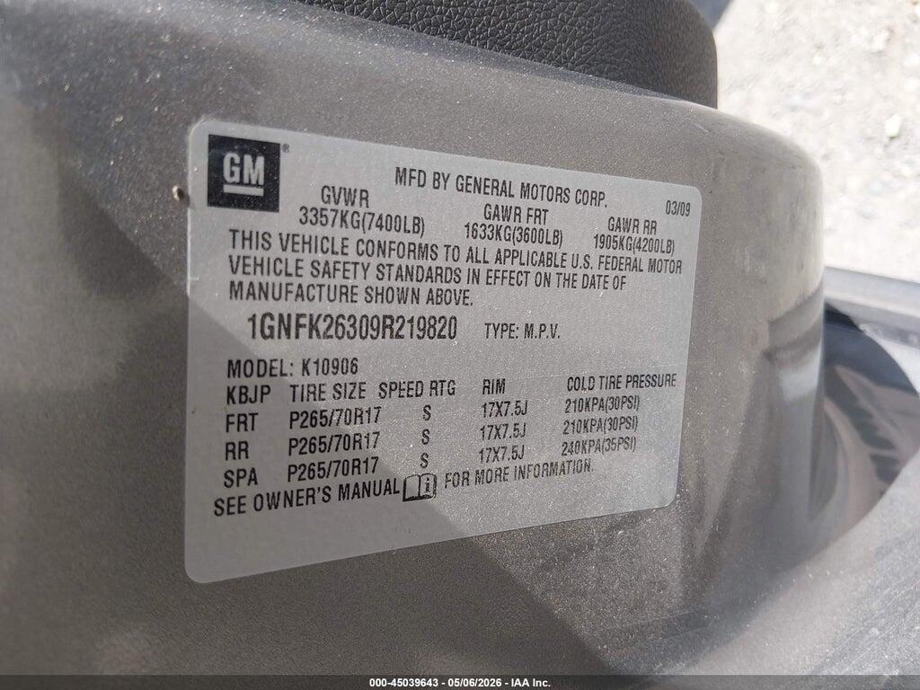 1GNFK26309R219820 2009 CHEVROLET SUBURBAN 1500 photo no. 9