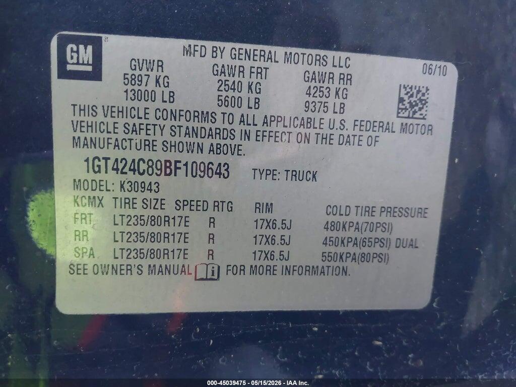 1GT424C89BF109643 2011 GMC SIERRA 3500HD photo no. 8
