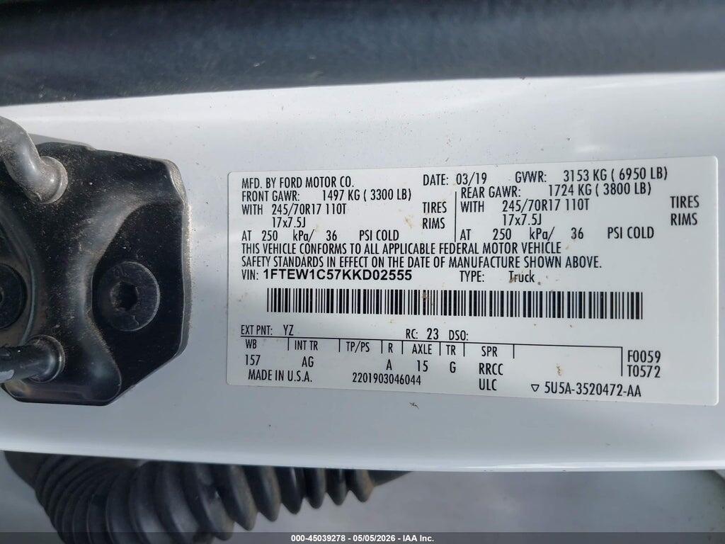 1FTEW1C57KKD02555 2019 FORD F-150 photo no. 9