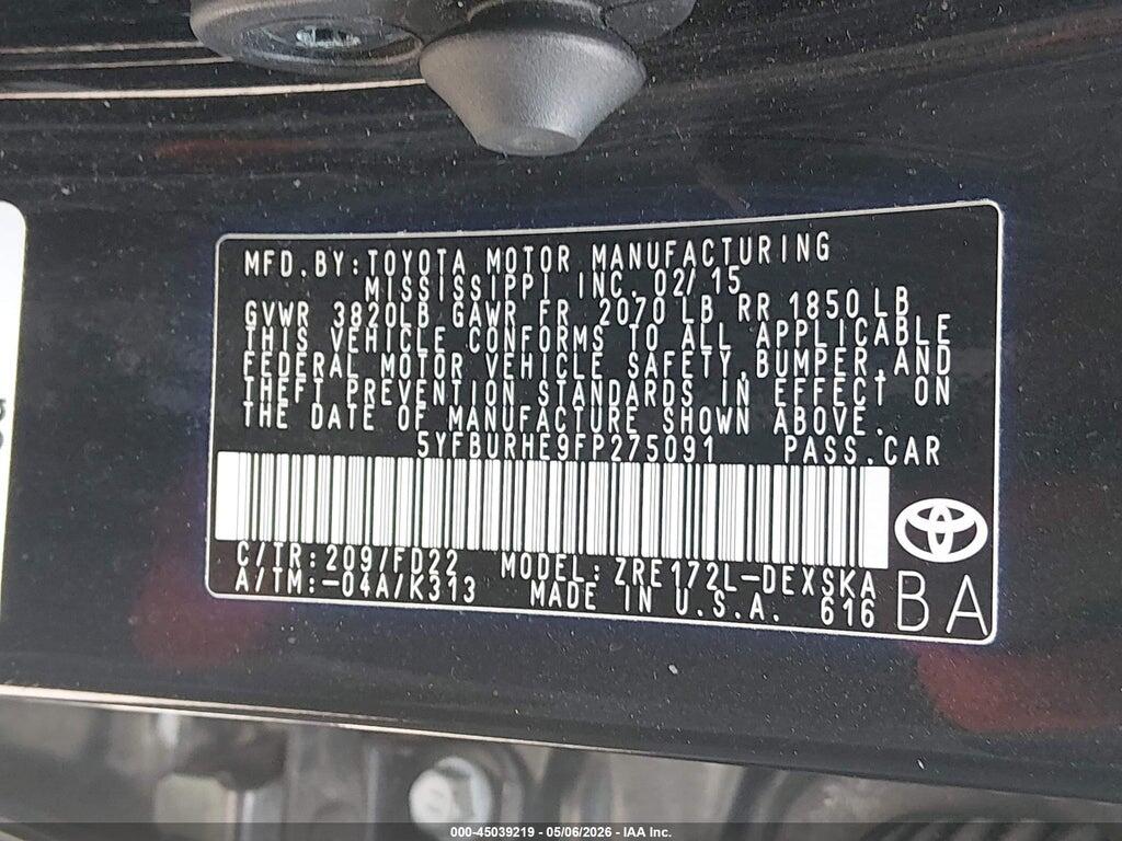 5YFBURHE9FP275091 2015 TOYOTA COROLLA photo no. 9