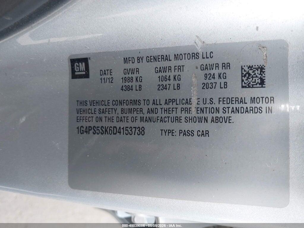 1G4PS5SK6D4153738 2013 BUICK VERANO photo no. 9