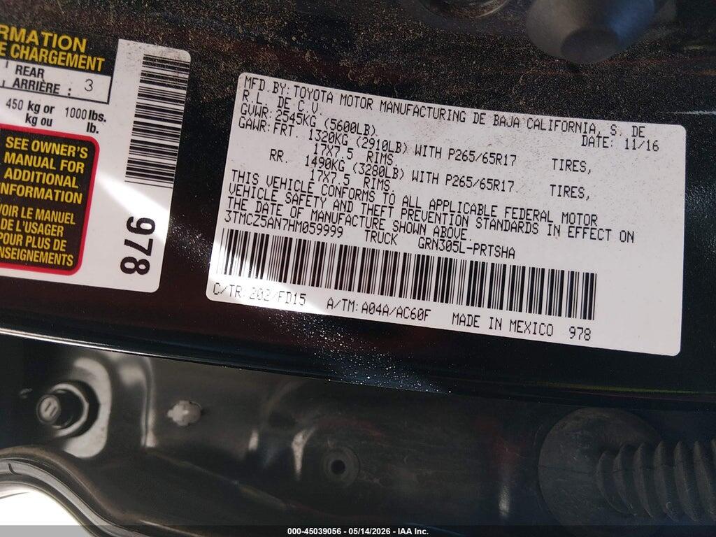 3TMCZ5AN7HM059999 2017 TOYOTA TACOMA photo no. 9