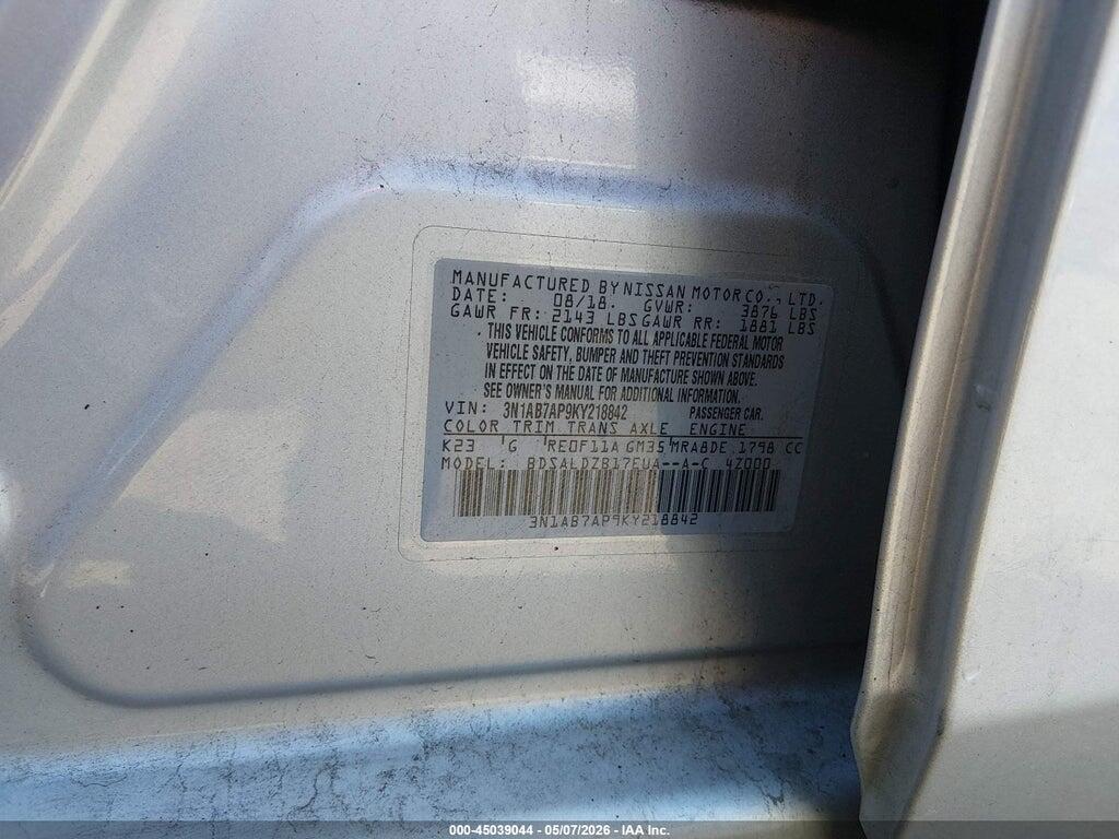 3N1AB7AP9KY218842 2019 NISSAN SENTRA photo no. 9