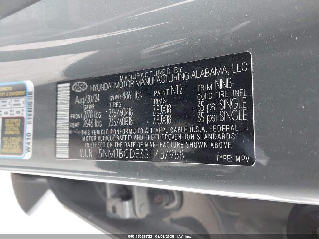 5NMJBCDE3SH457958 2025 HYUNDAI TUCSON photo no. 9