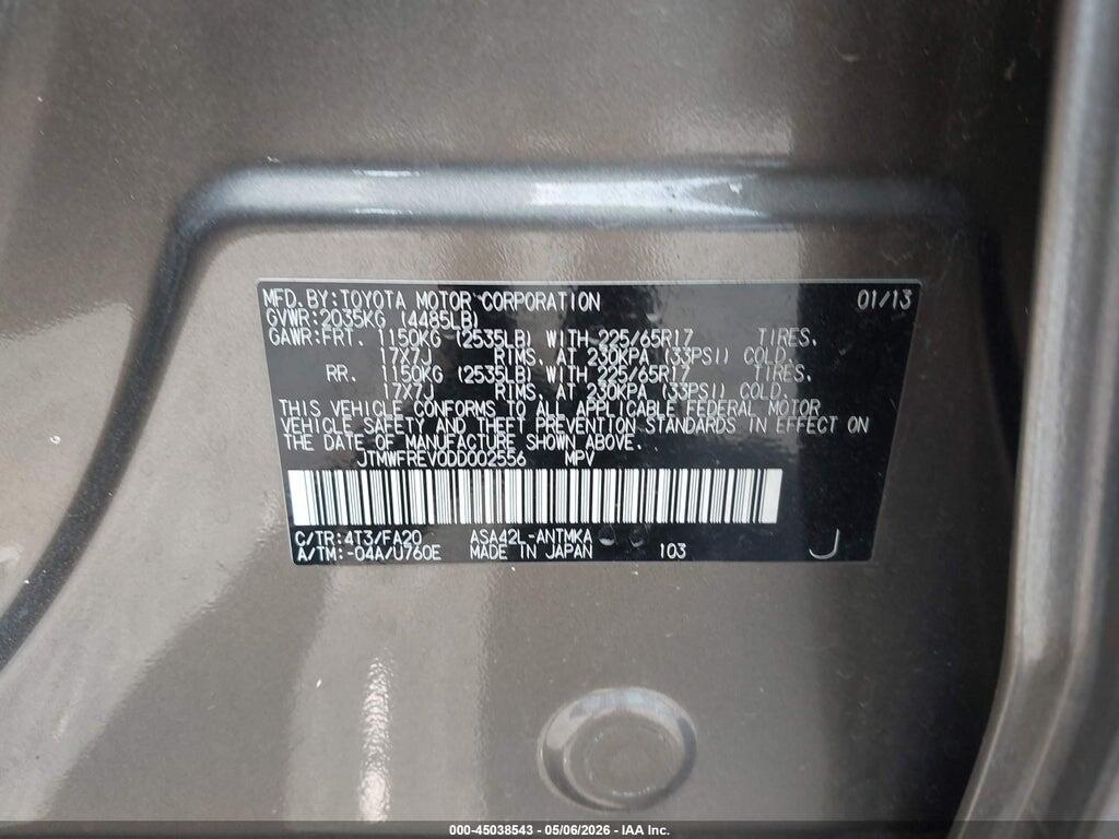 JTMWFREV0DD002556 2013 TOYOTA RAV4 photo no. 9
