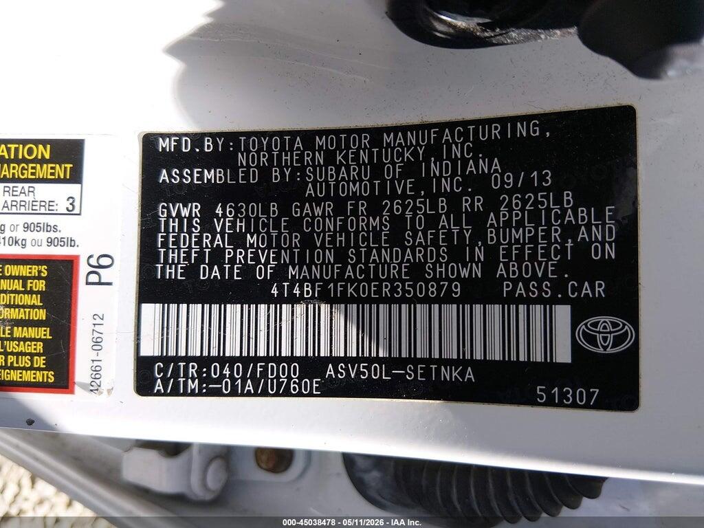 4T4BF1FK0ER350879 2014 TOYOTA CAMRY photo no. 9
